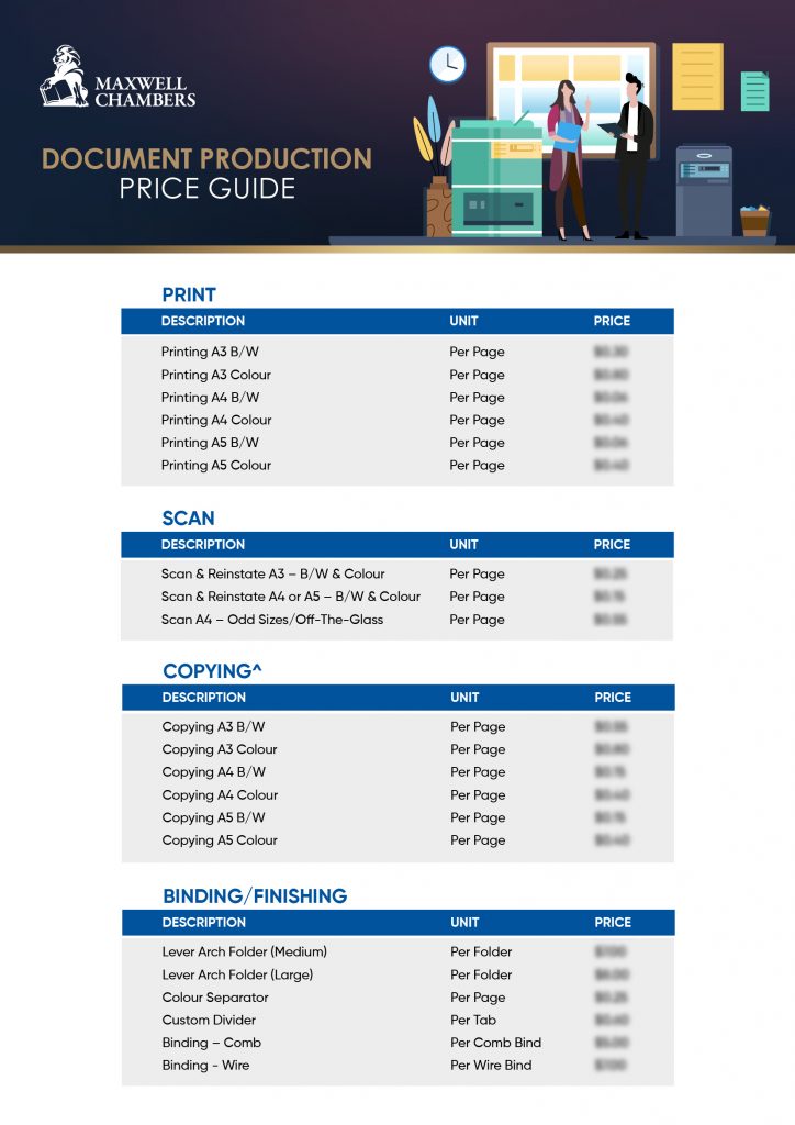 Document Production Price Guide
