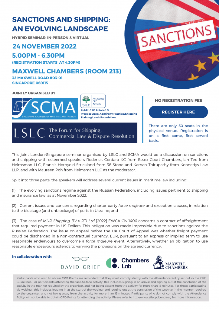 [SCMA-LSLC Hybrid Seminar] Sanctions and Shipping: An Evolving Landscape Pg1