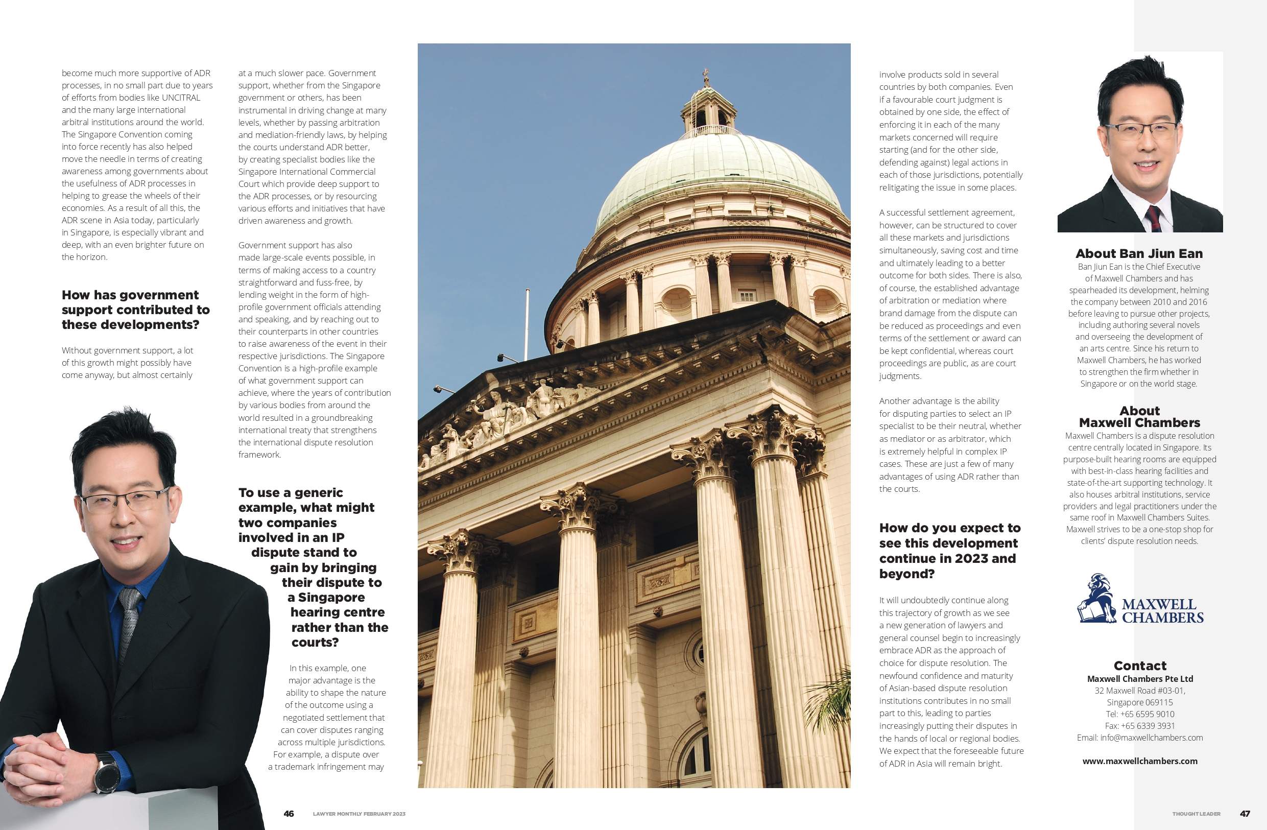 [Lawyer Monthly] The Rise of Dispute Resolution in Singapore (PG46-47)