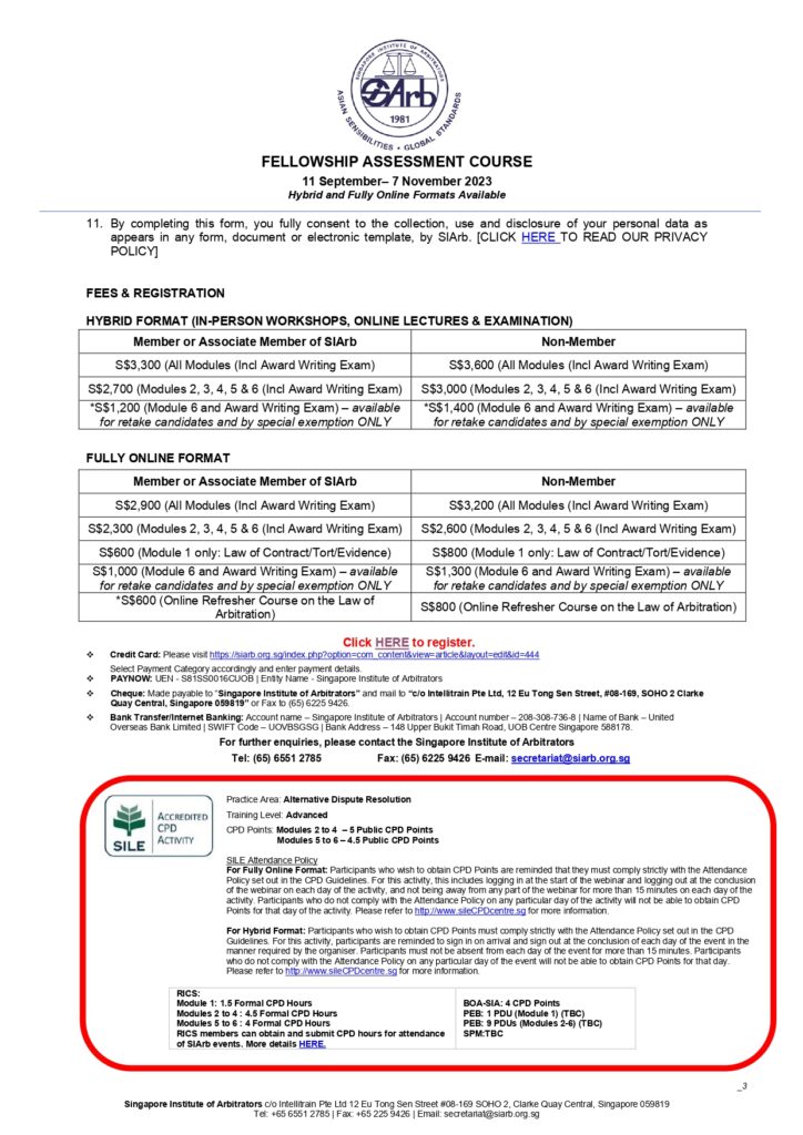 SIArb Fellowship Assessment Course 2023 Brochure Page 6